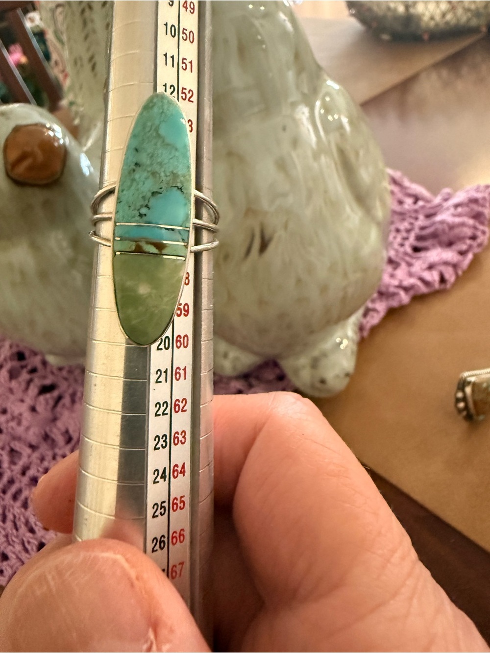Navajo Native American Harold Smith - Mine 8 Inlay turquoise ring - Picture 4 of 8